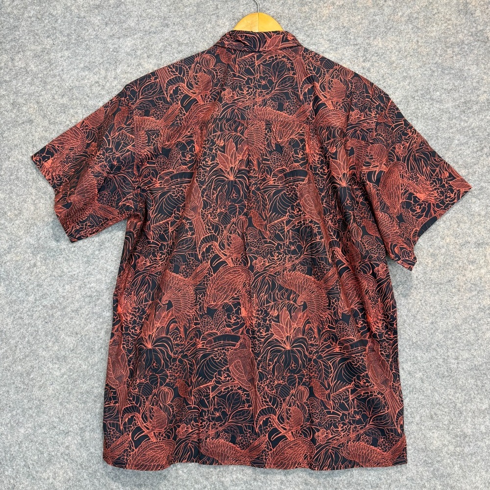 Yiumi Tropical Bird Hawaiian Shirt Mens Large Aloha‎ Breathable Button Tee Red - Picture 11 of 12